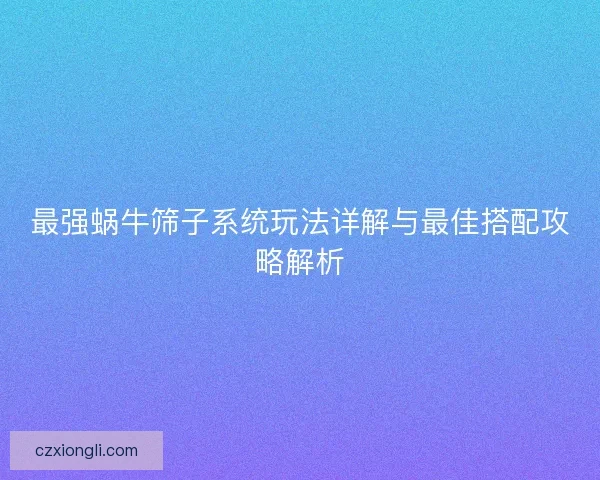 最强蜗牛筛子系统玩法详解与最佳搭配攻略解析