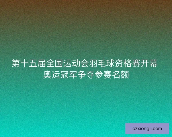 第十五届全国运动会羽毛球资格赛开幕 奥运冠军争夺参赛名额
